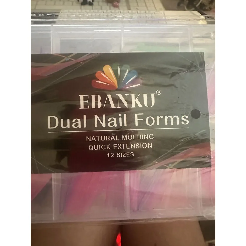 EBANKU Dual Nail Forms Natural Molding Quick Extension 12 Sizes 96 Pcs